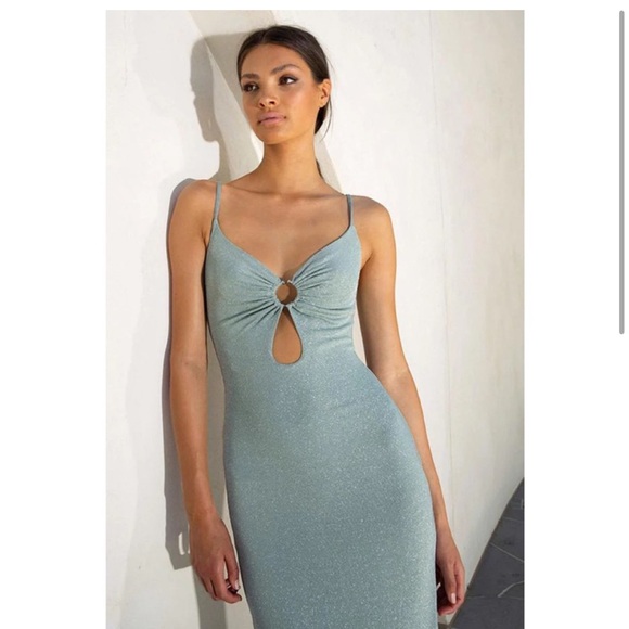 Josette Dress in Metallic Seafoam Revolve - Picture 2 of 5